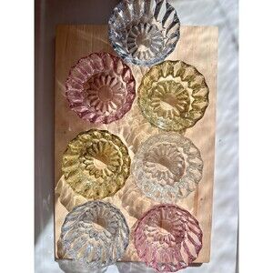 Glass ramekin salad bowl set of 8 multicolored pastel, textured glass dishes